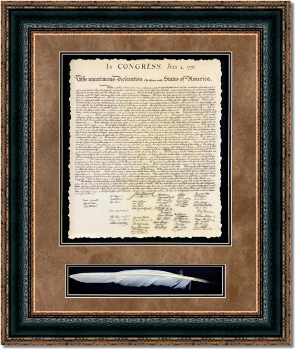 USA Declaration Of Independence With Quill | Custom Framed Historic Documents On Archival Paper