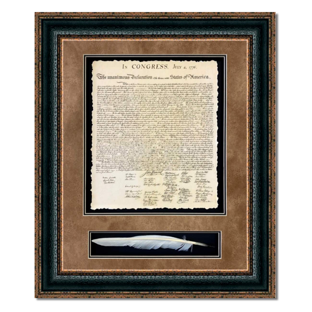 USA Declaration Of Independence With Quill | Custom Framed Historic Documents On Archival Paper