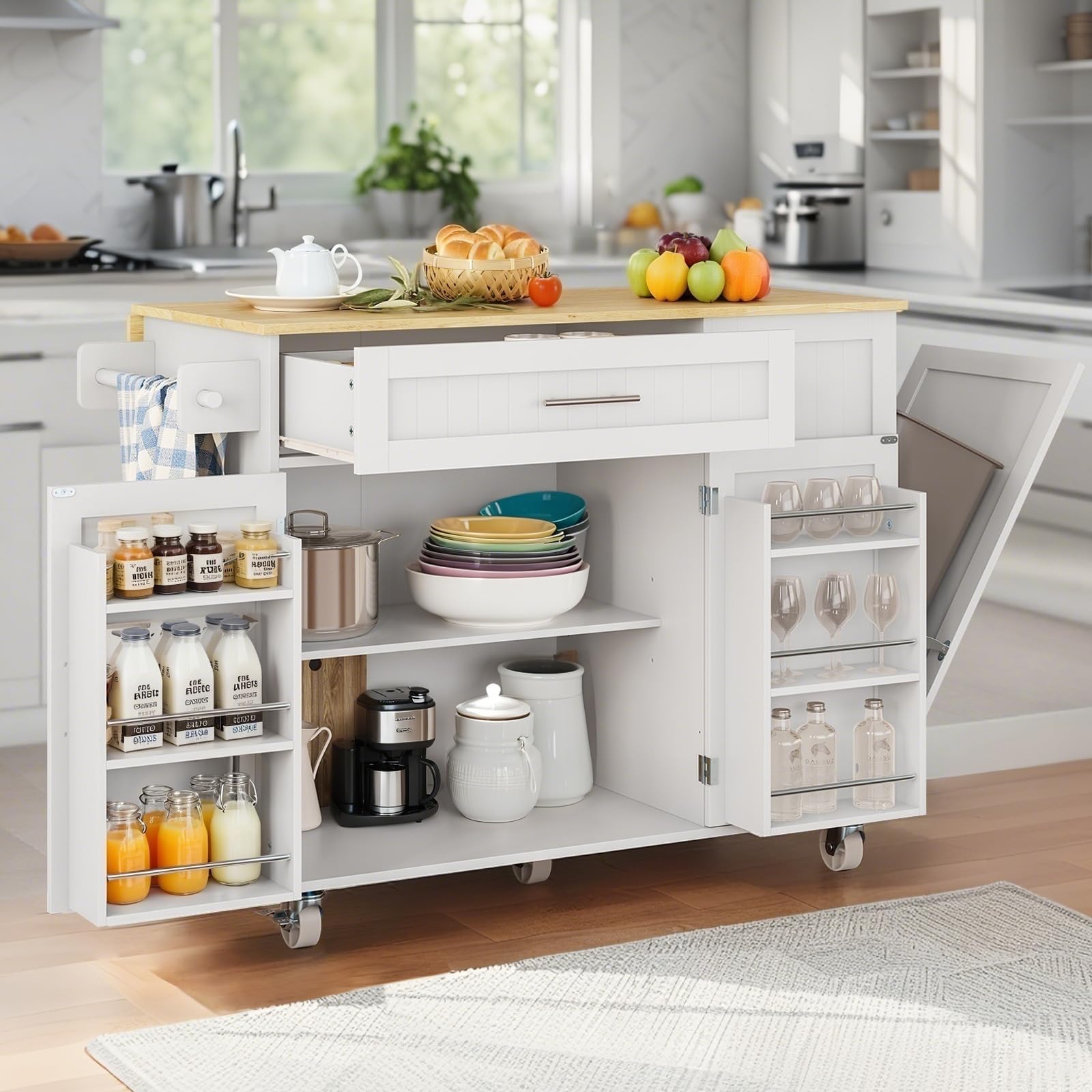 43.3" Kitchen Island with Storage, Island Table for Kitchen