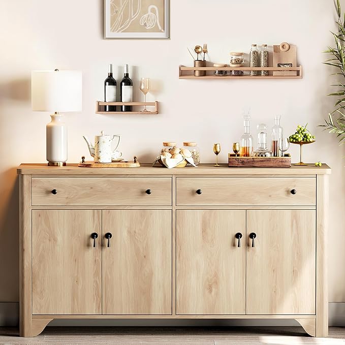 59" Storage Cabinet with 4 Doors & 2 Drawers, Buffet Cabinet with Storage