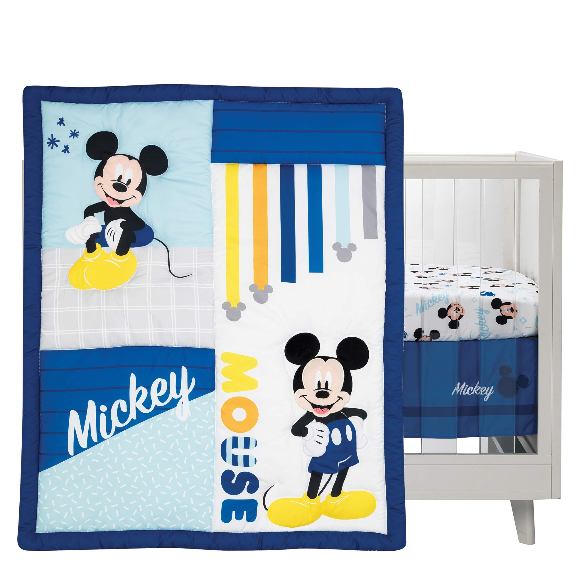 Baby Forever Mickey Mouse 3-Piece Blue Crib Bedding Set