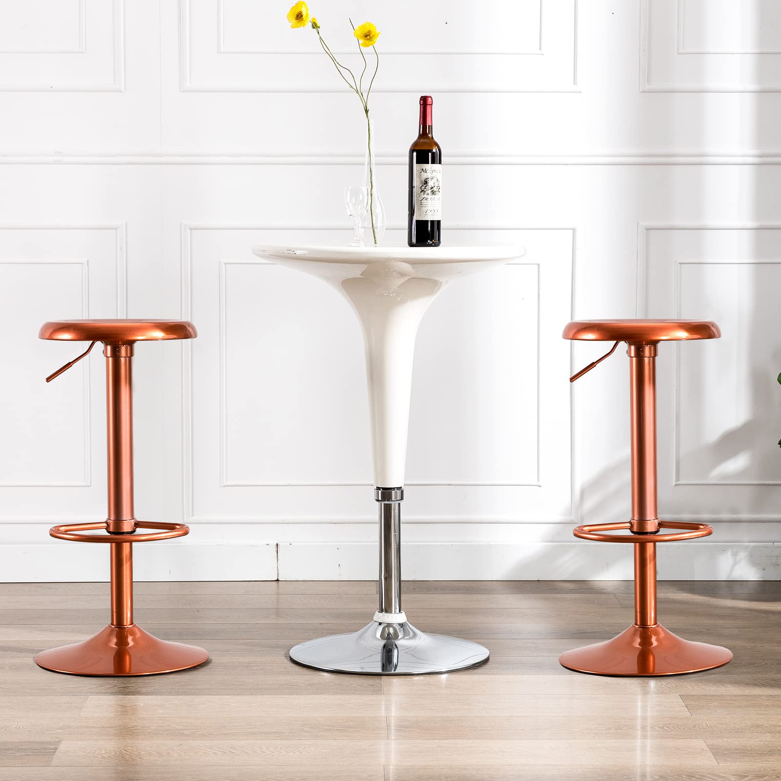 360° Rotating Rose Gold Metal Bar Stool set of 2 – Adjustable and Versatile