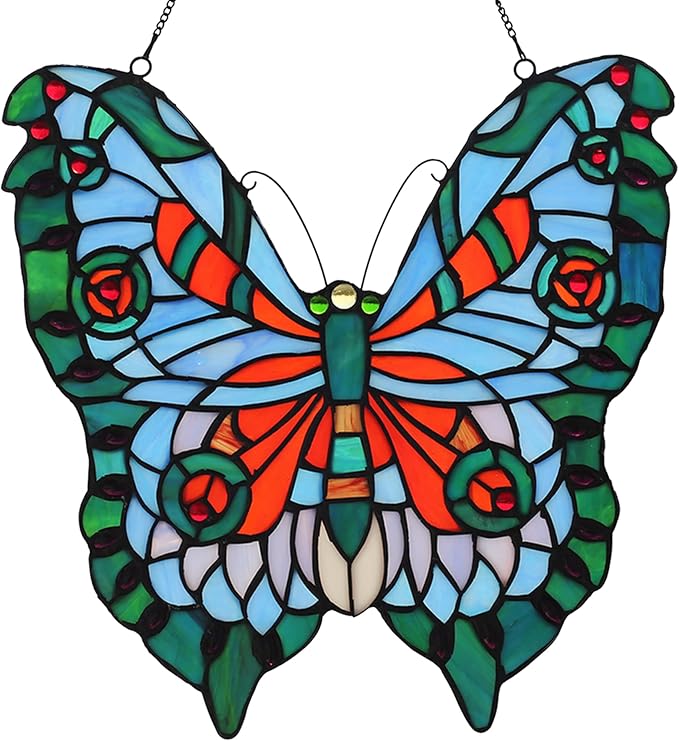 Yellow Butterfly Stained Glass Window Hanging Tiffany Animal Style Stained Glass