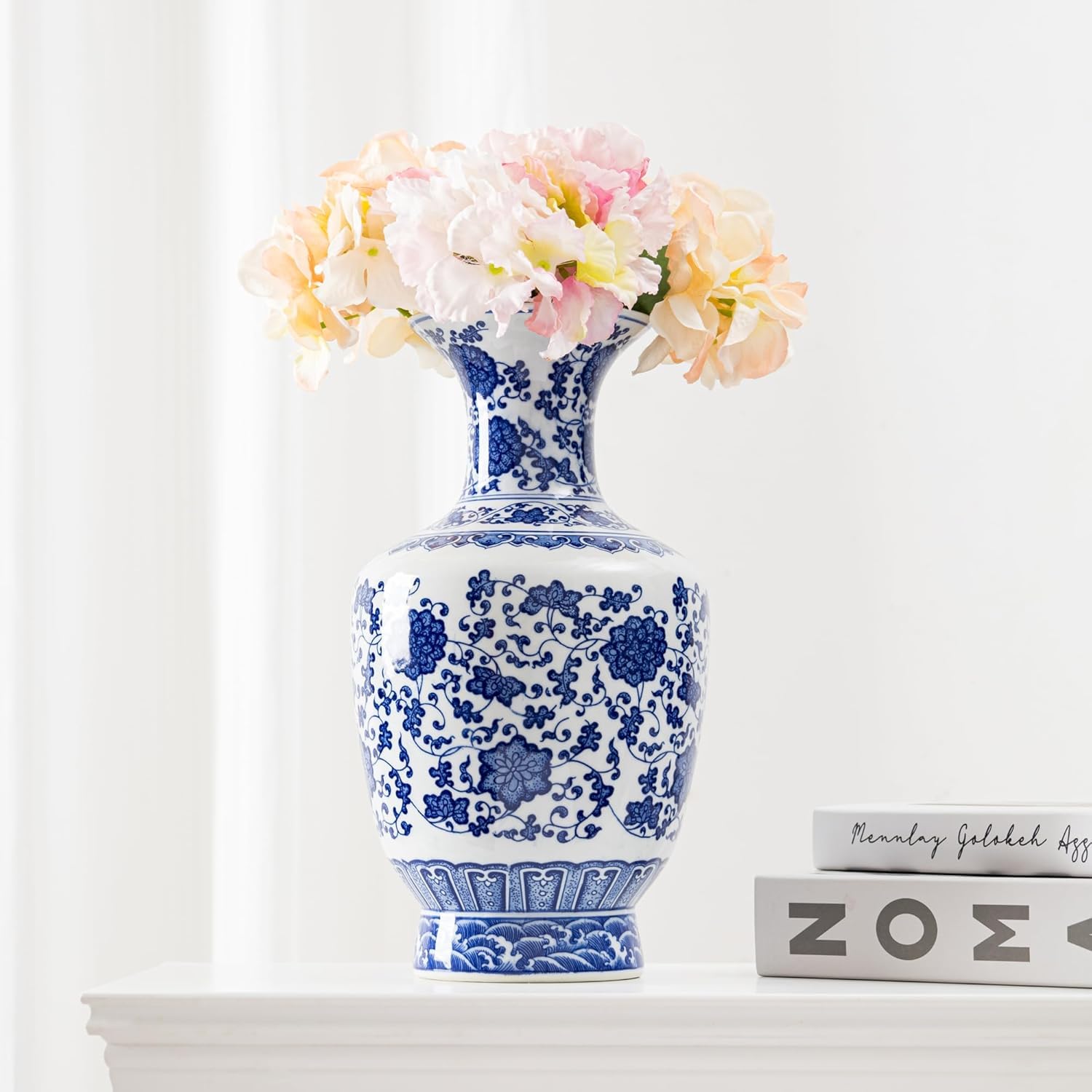 13” Classic Blue and White Porcelain Vase, Art Decor Big Vase,China Jingdezhen