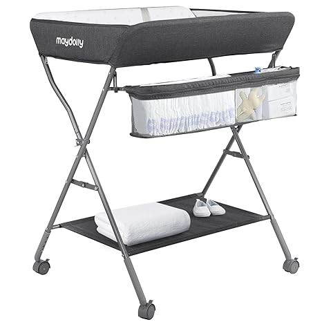 Baby Changing Table with Wheels, Maydolly Portable Adjustable Height