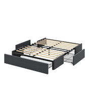 Queen Size Platform Bed Frame with 3 Storage Drawers