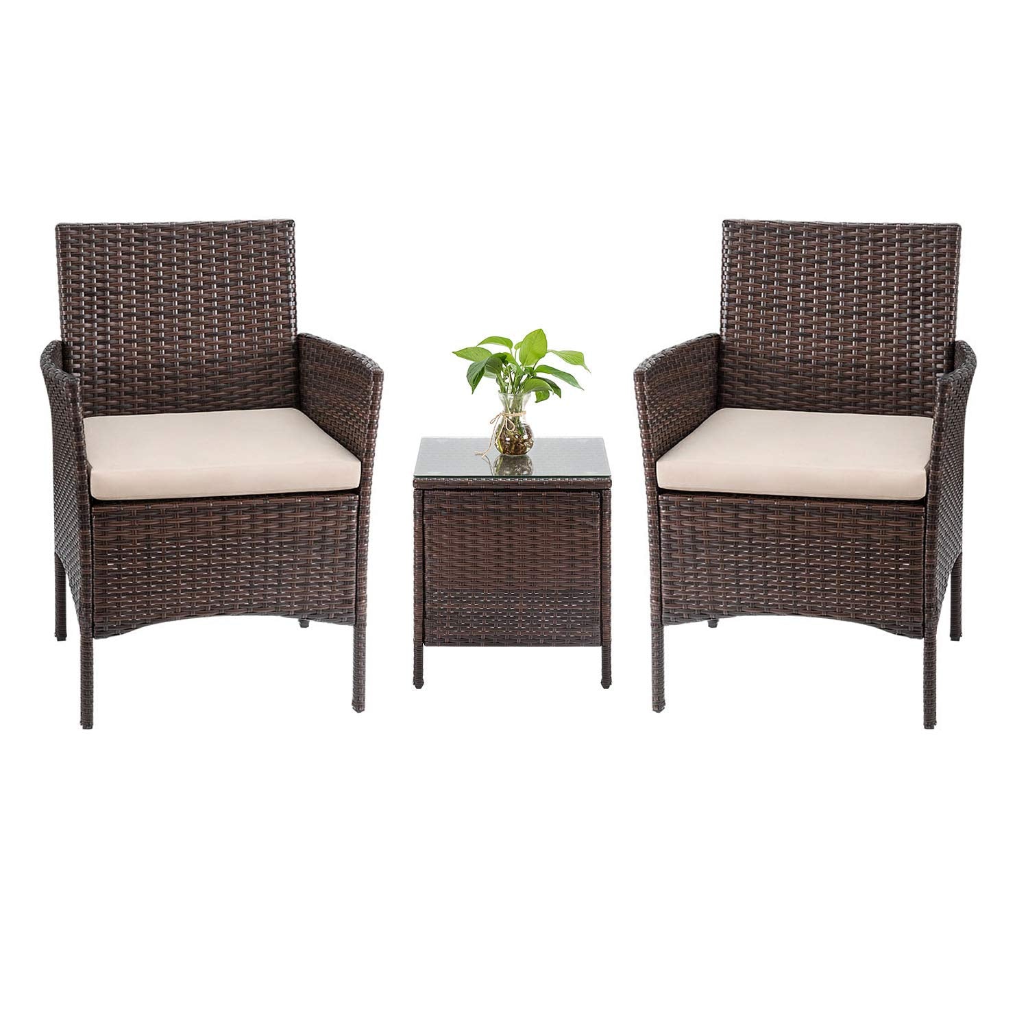 3 Pieces Patio Furniture PE Rattan Outdoor Patio Furniture Sets