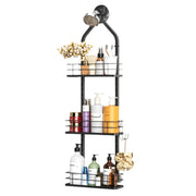 Shower Caddy Hanging (Black), Adjustable Anti-Swing-Over The Shower Head Caddy