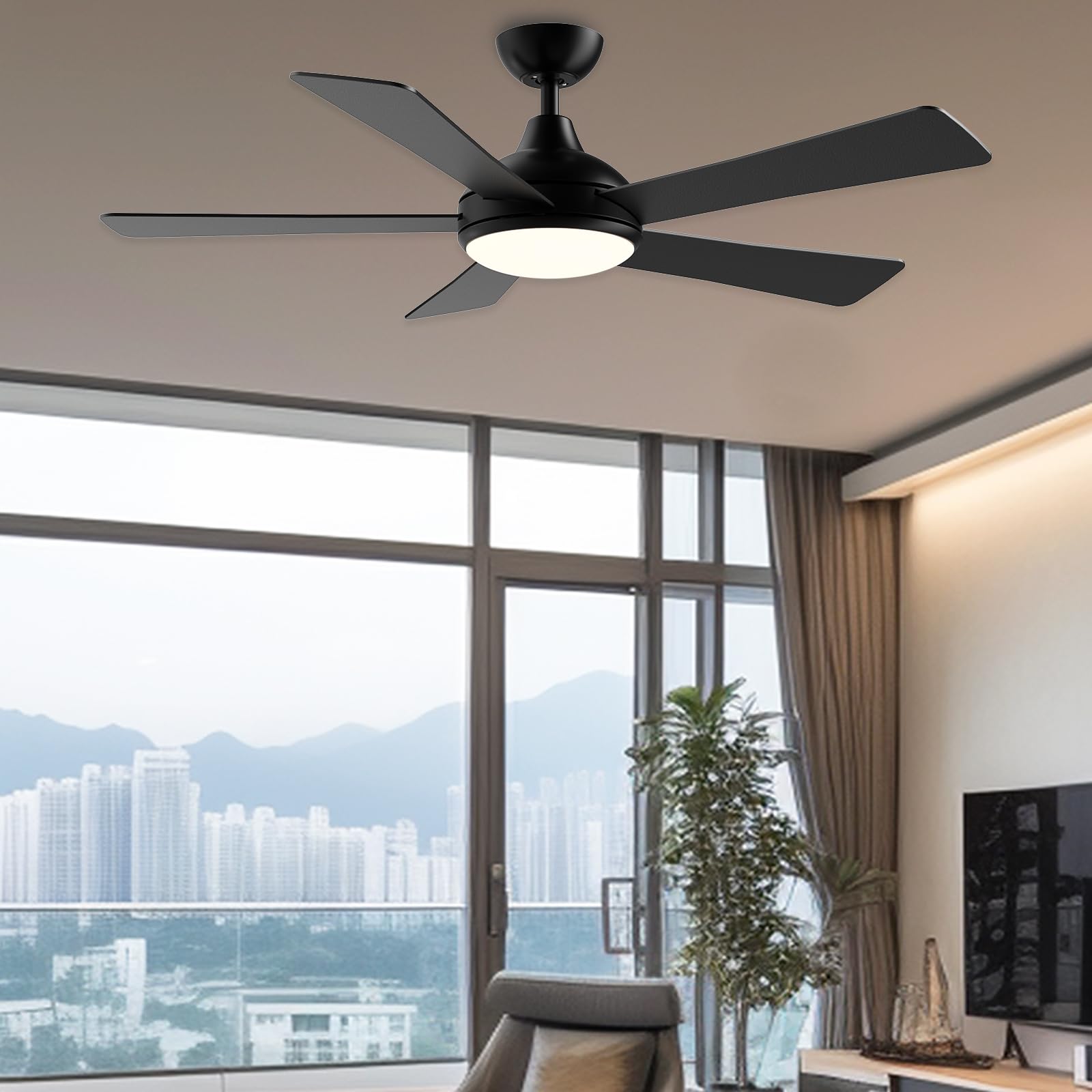 Inch Ceiling Fans with Lights and Remote - Black Ceiling Fan with Light