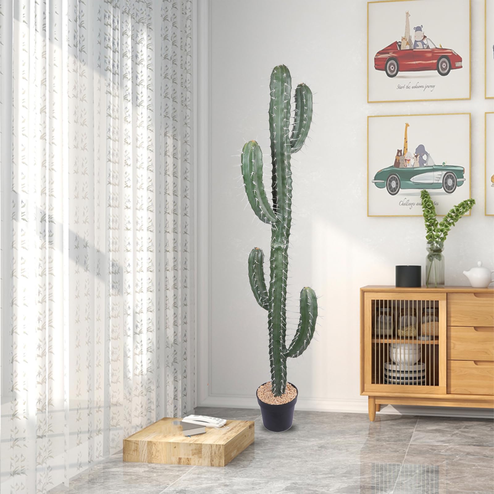 Artificial Cactus Fake Cacti 62" Faux Potted Cactus Plants for Home Store Office