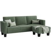 L-Shaped Convertible Sectional Sofa 3 Seater with Corduroy Fabric