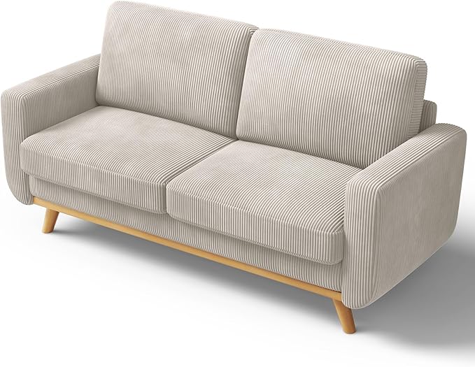 68" Loveseat Sofa - Green, Comfy Corduroy with Spring Cushion for Living Room