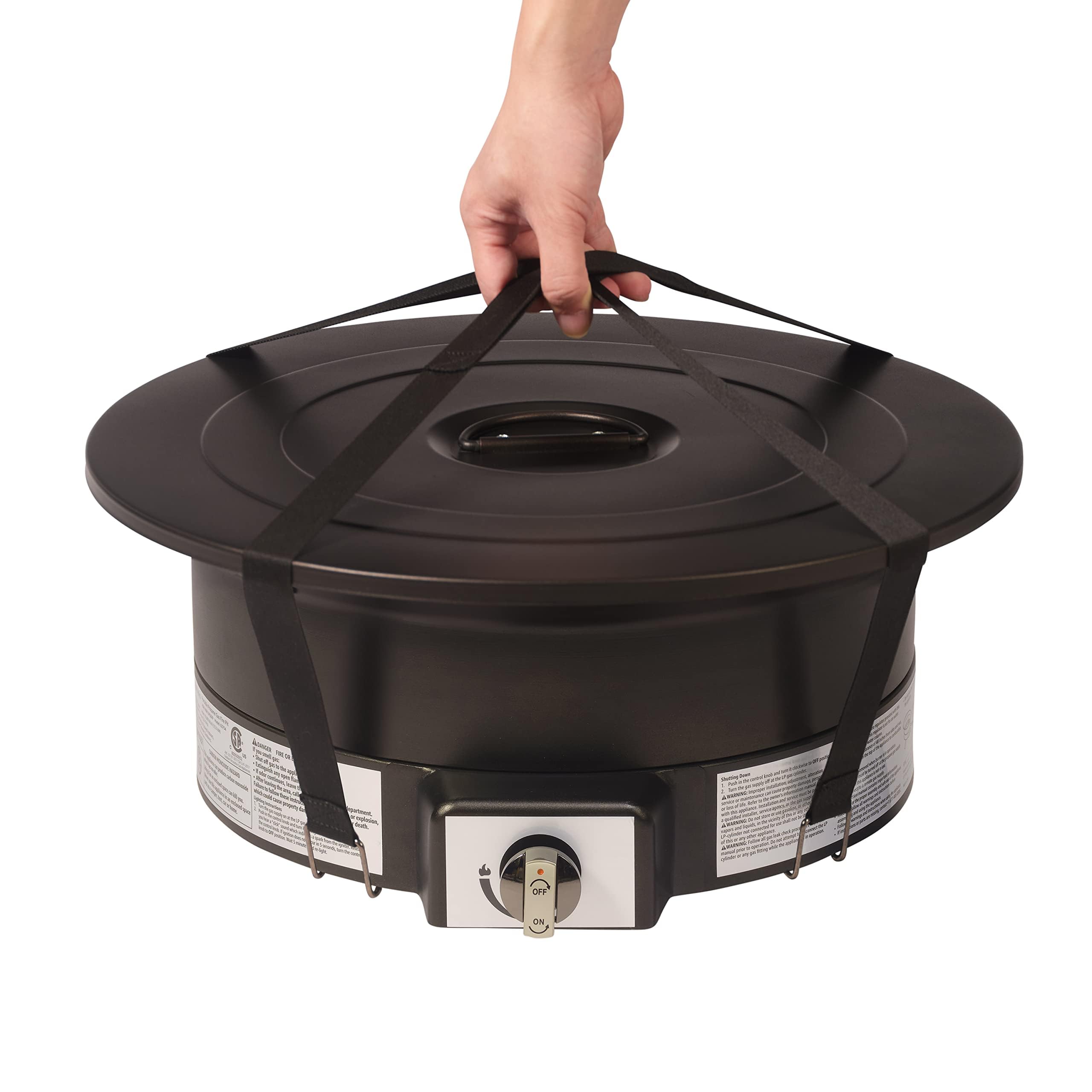 Portable Propane Fire Pit, 19 inch Round Gas for Patio, 55,000 BTU Carry Strap
