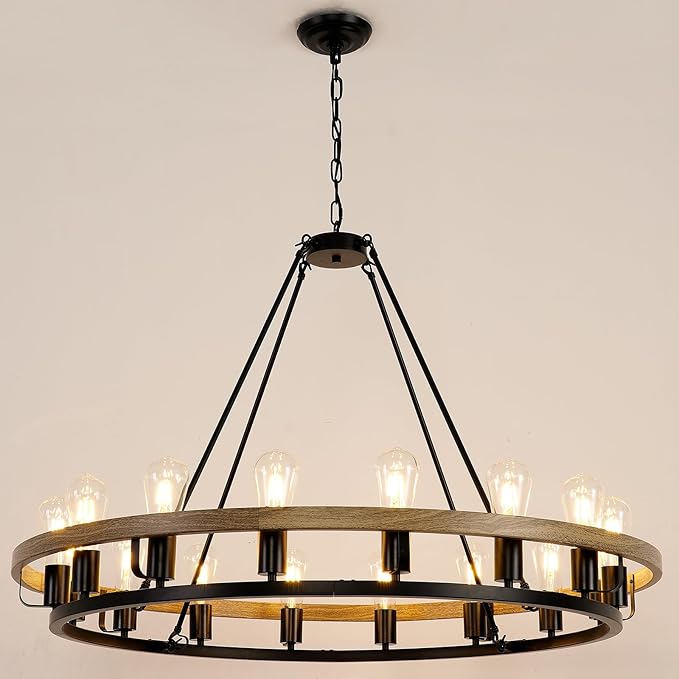 Wagon Wheel Chandelier 24-Light 48-Inch