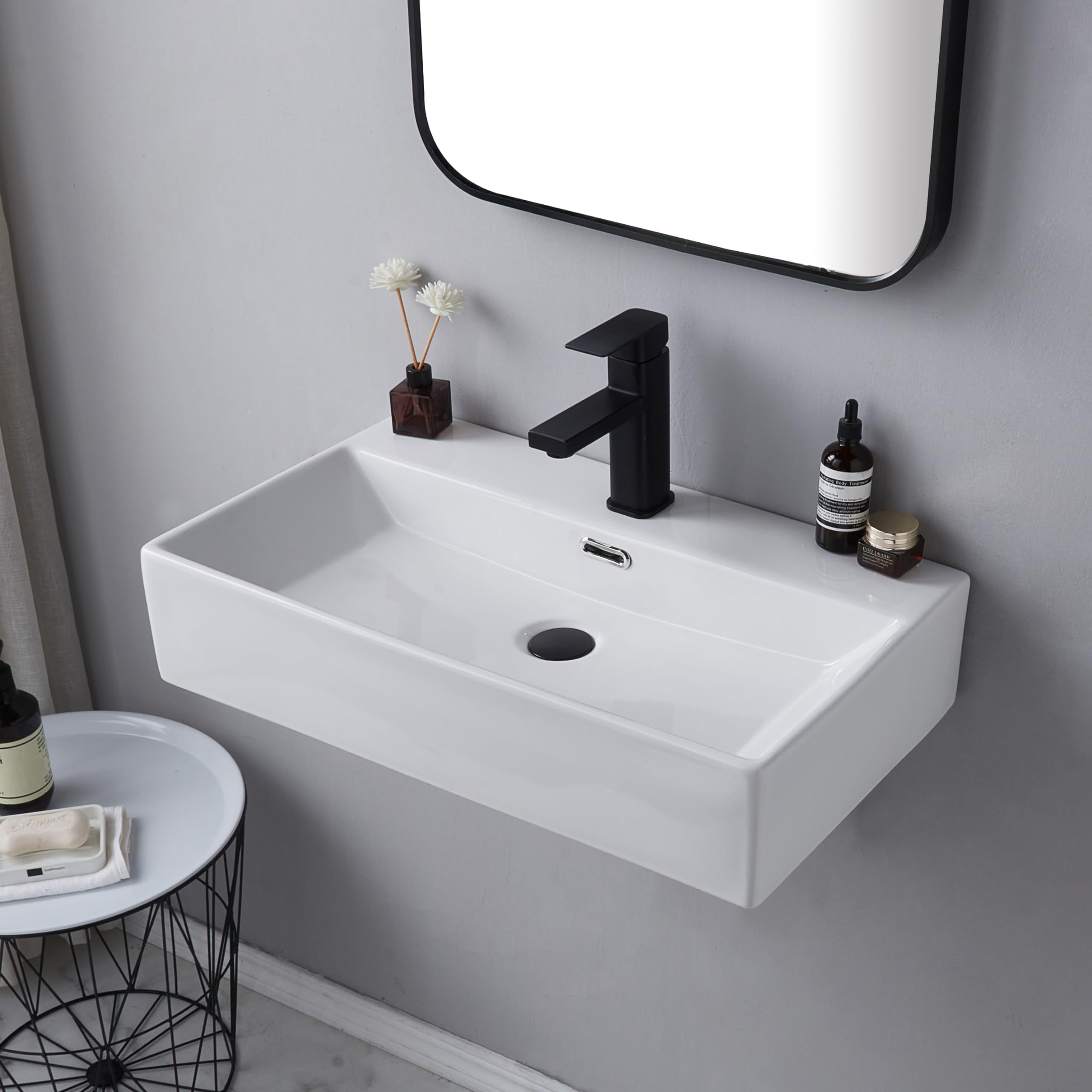 Sink, DeerValley, 21”x18”Rectangular Drop-in Sink for Bathroom Ceramic Vessel Sink