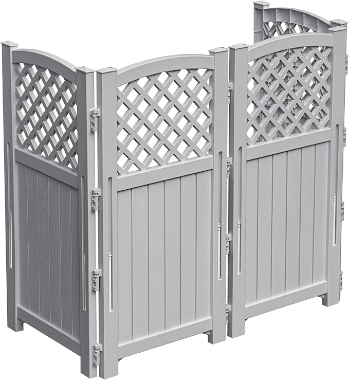 4 Freestanding Wicker Resin Reversible Panel Outdoor Screen Enclosure, Brown, 23"