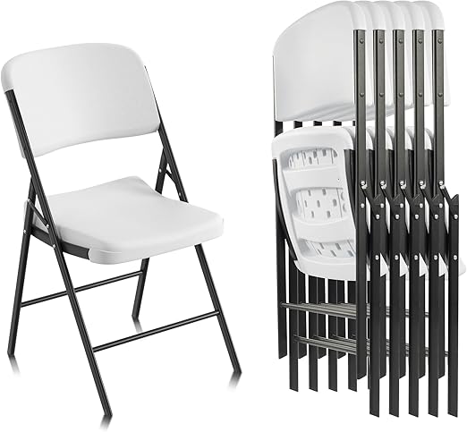 Folding Chairs Heavy Duty Plastic Chairs with 350-Pound Capacity