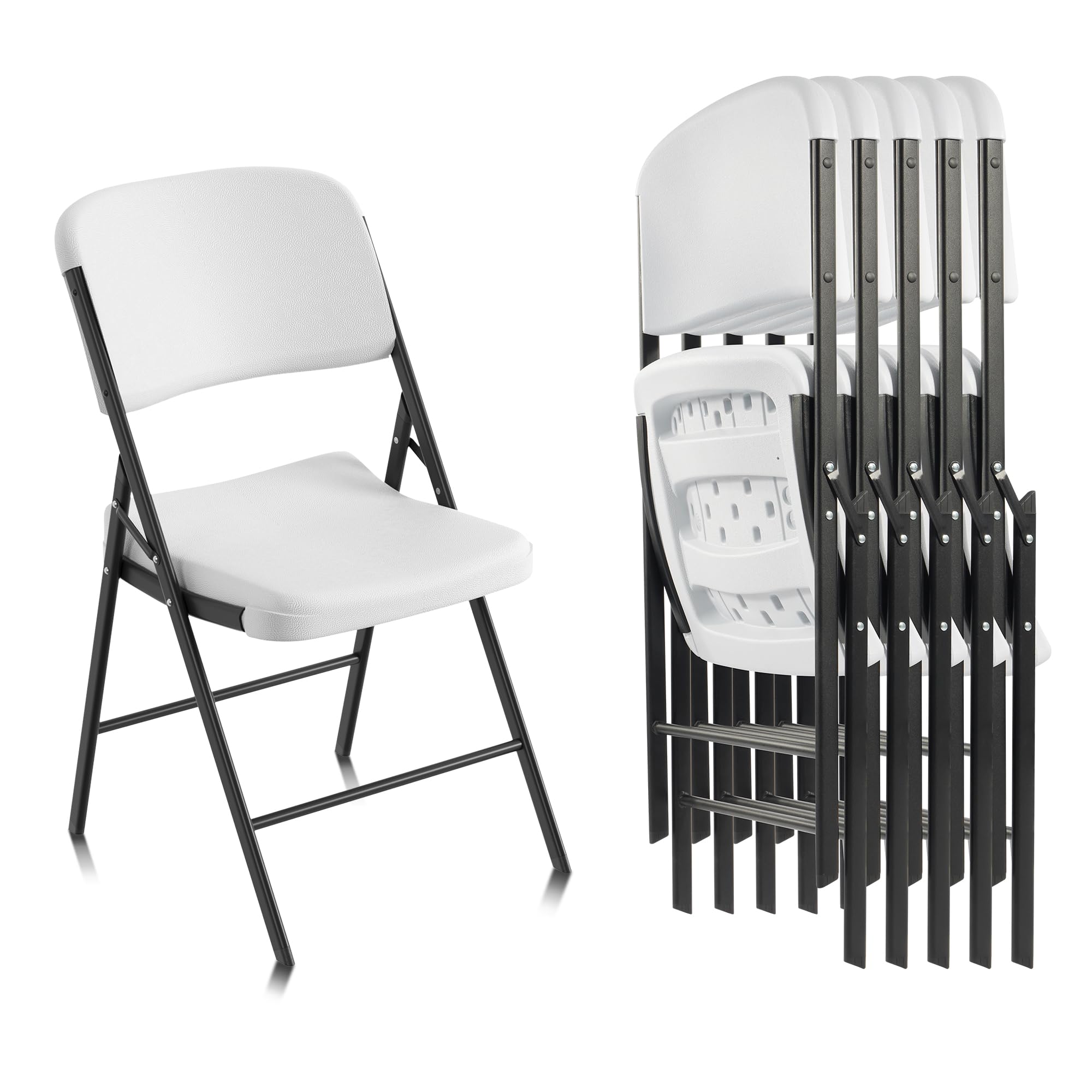 Folding Chairs Heavy Duty Plastic Chairs with 350-Pound Capacity