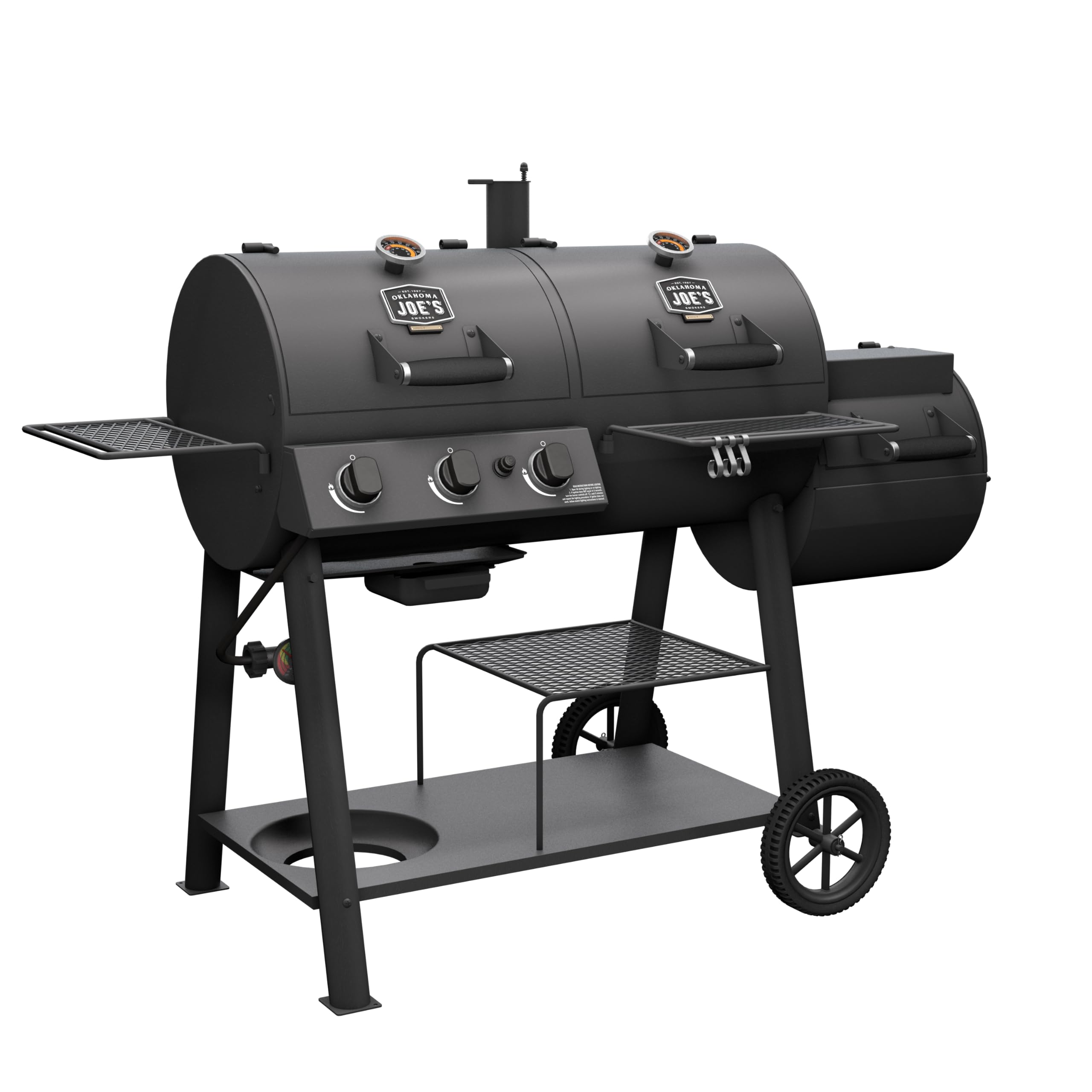 Canyon™ Deluxe Charcoal and Propane Gas Combination Smoker and Grill, Black Steel