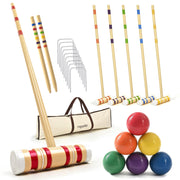 35In Updated Six-Player Croquet Set with Wooden Mallets, Colored Balls