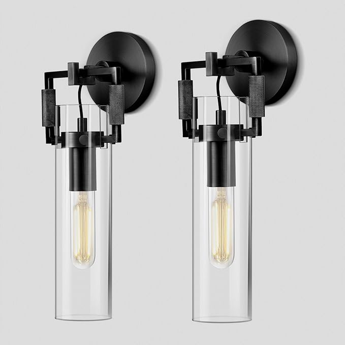 Modern Gold Glass Wall Sconces,15'' Knurled Brass Sconce, Bathroom Wall Sconce