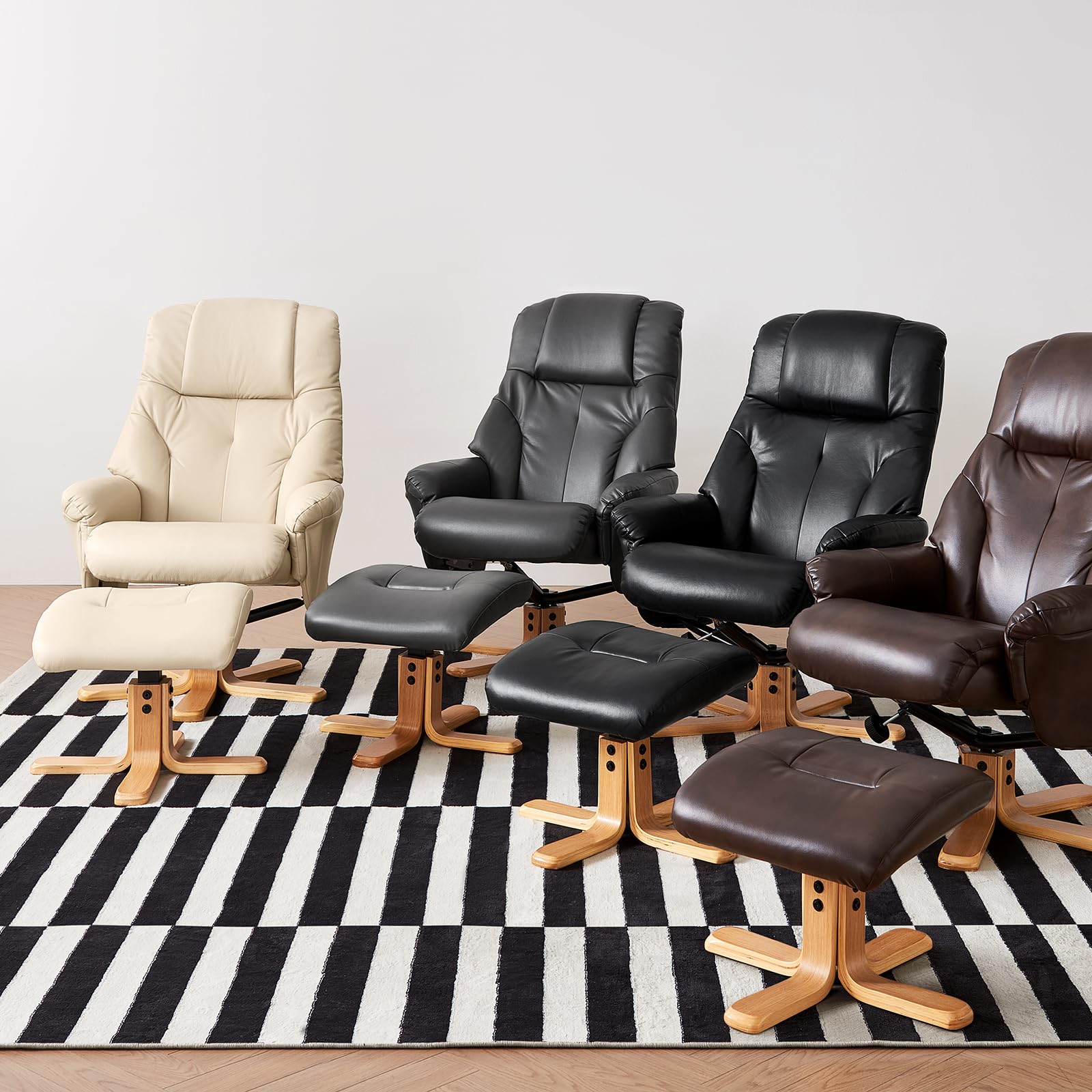 Recliner Chair with Ottoman, 360° Swivel Reclining for Living Room Bedroom