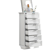 Tall White 6 Drawer Dresser, Wood Vertical Chest of Drawers for Bedroom, 55"
