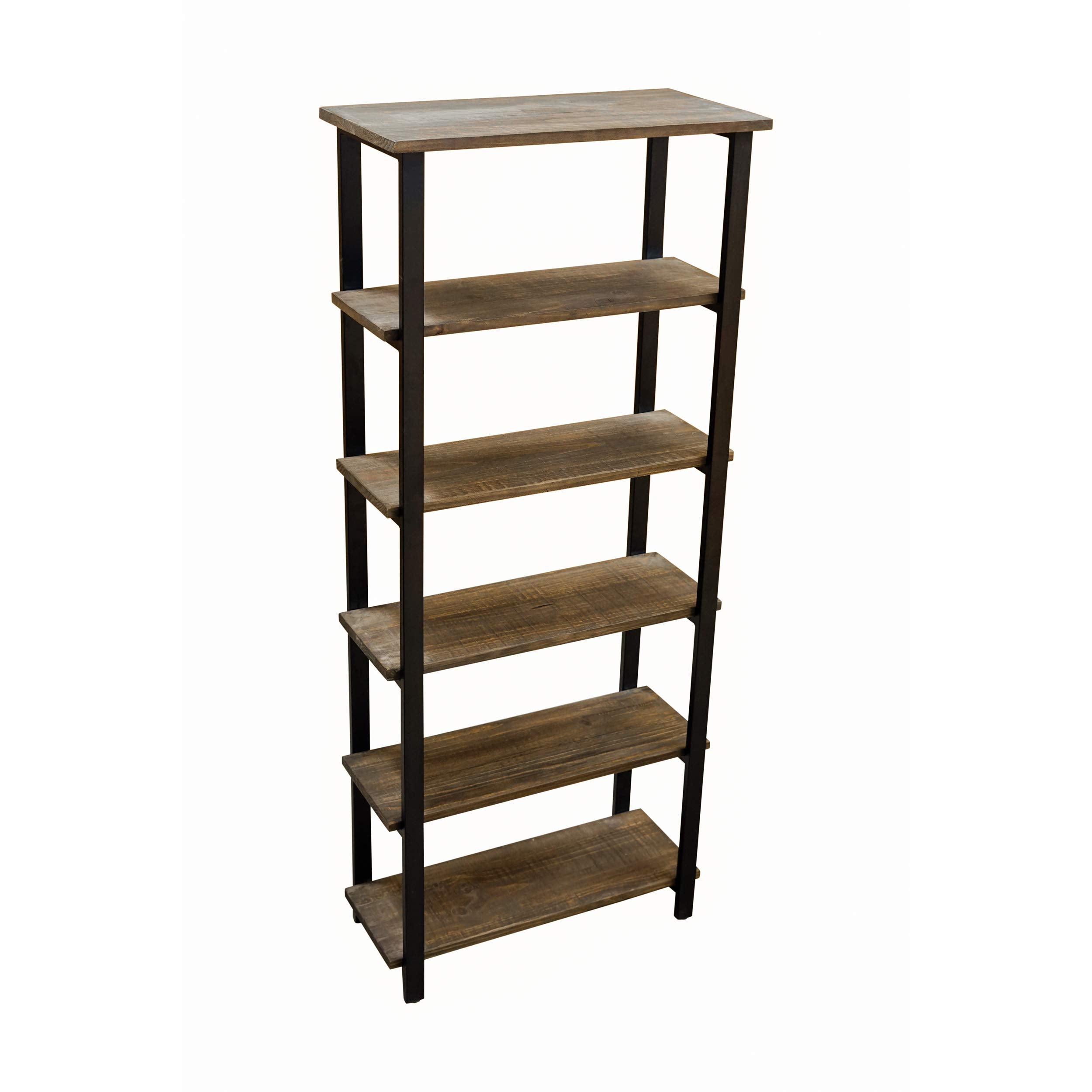 Pomona 70-Inch Tall 5-Shelf Solid Solid Wood & Metal Bookcase