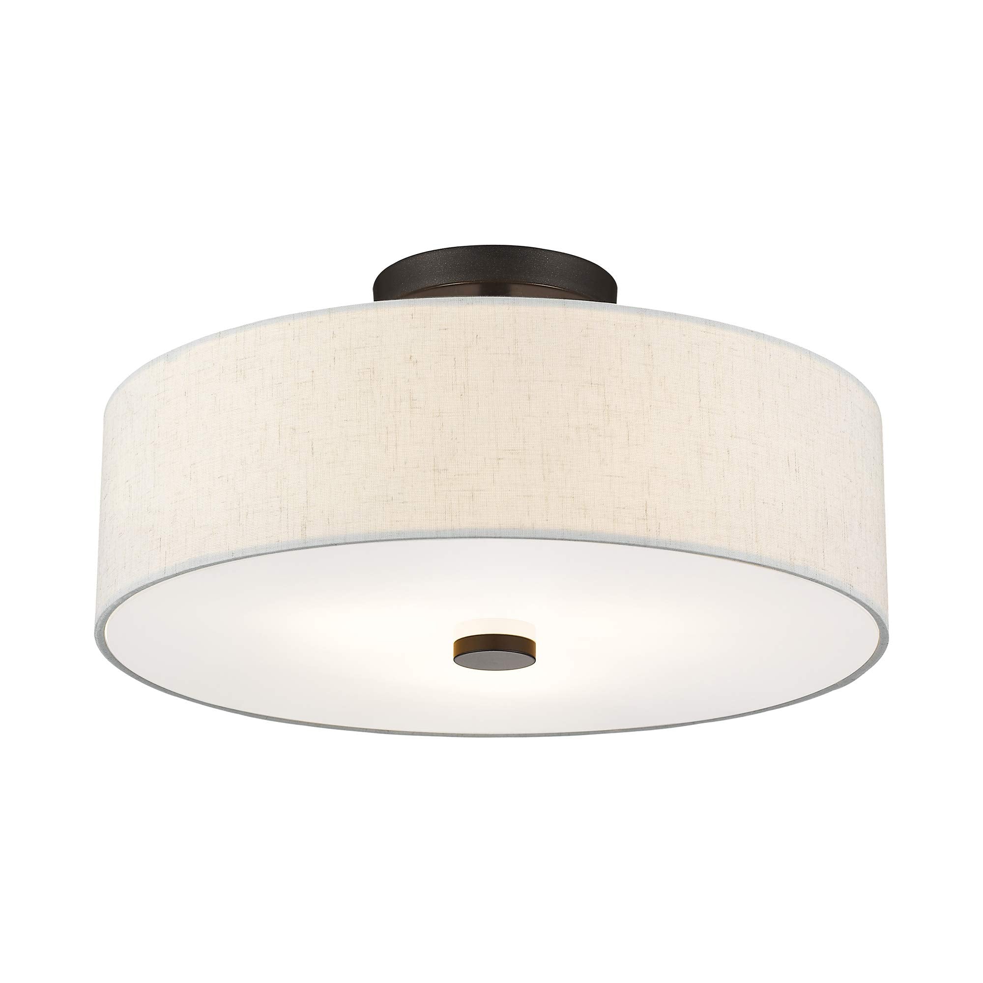 Meridian Collection 3-Light Semi Flush Mount Ceiling Fixture with Oatmeal Color
