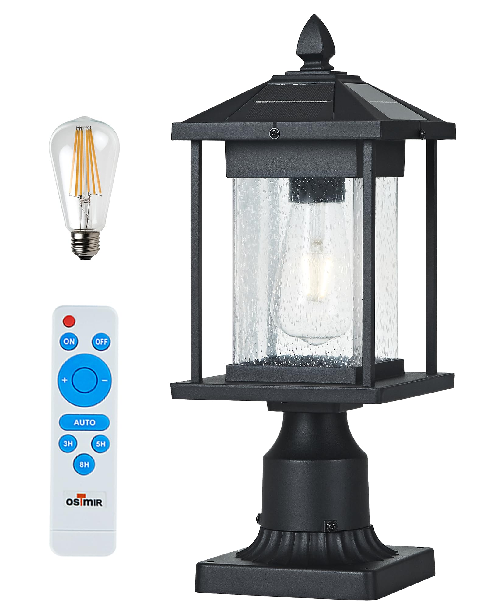 16 Inch Outdoor Solar Post Lights, 3000K Dusk to Dawn Solar lamp Post Light