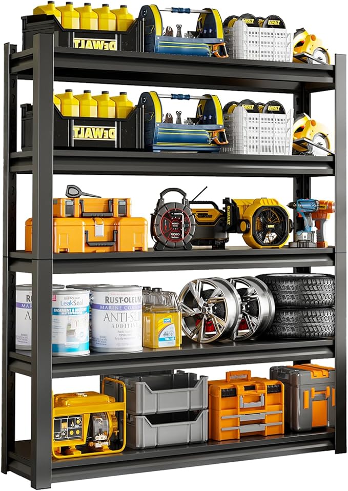 59" W Garage Shelving Unit, Garage Storage Shelves 3000LBS Heavy Duty Shelving