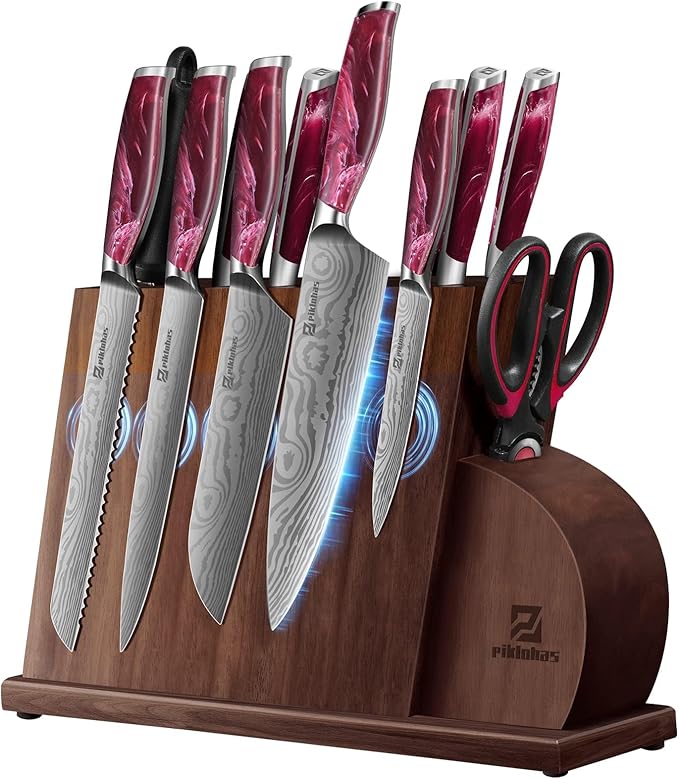 Knife Set for Kitchen 14 Pieces with Magnetic Block, German Razor Sharp High Carbon