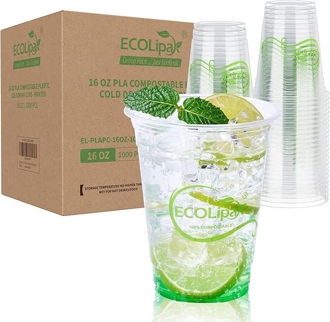 1000 Count 12 OZ Clear Compostable Plastic Cups