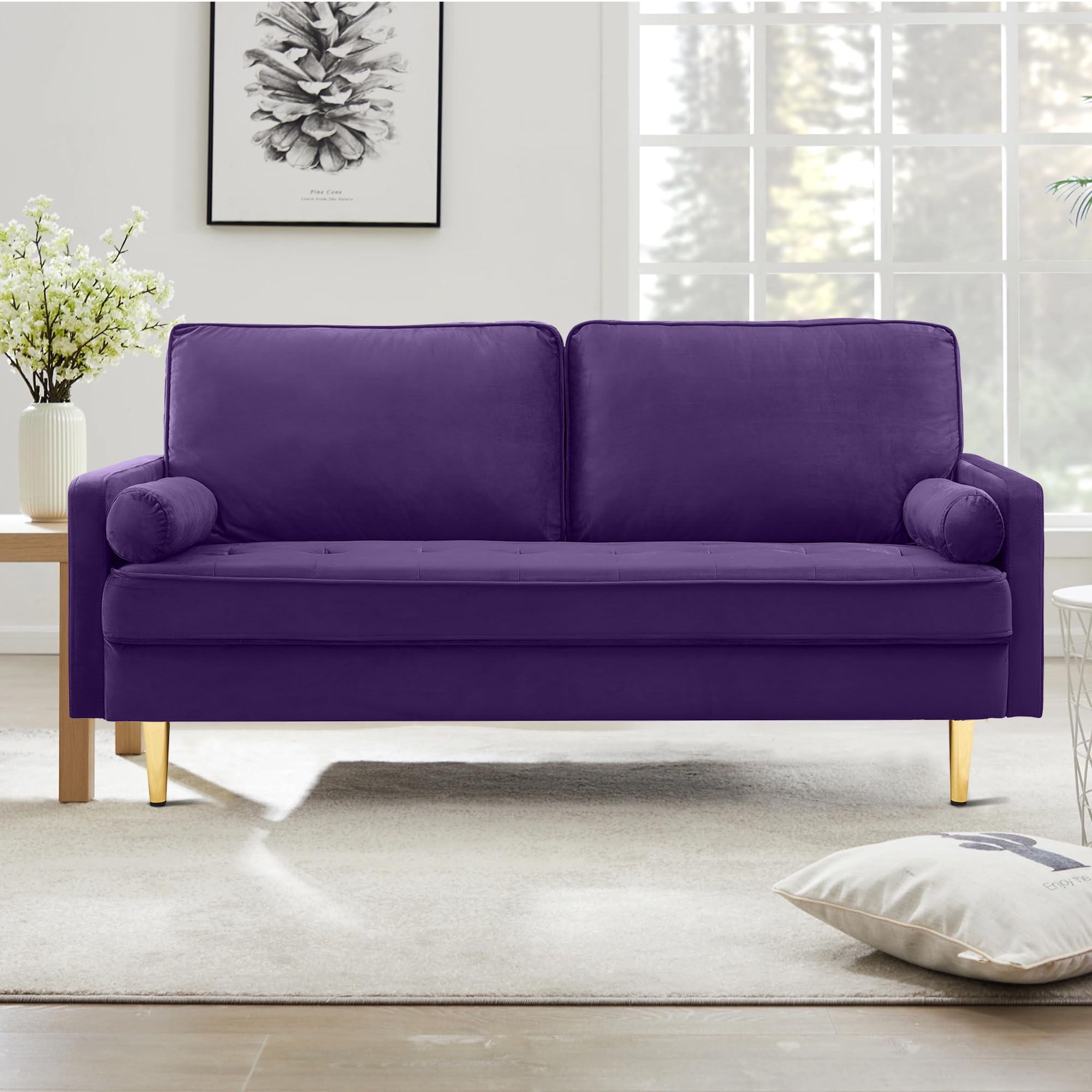 67" Modern Velvet Loveseat Sofa Couch, living room