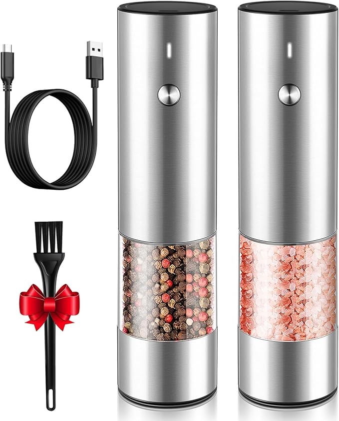 Salt and Pepper Grinder Set - Extra Large Capacity - Automatic