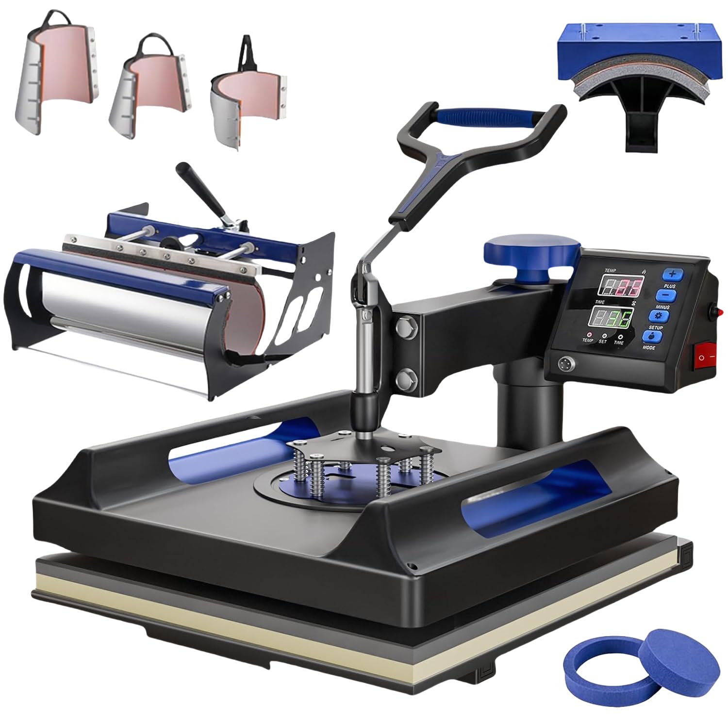 8 in 1 Heat Press Machine 15x15 Inch 360°Rotating Dual Tube Heating System