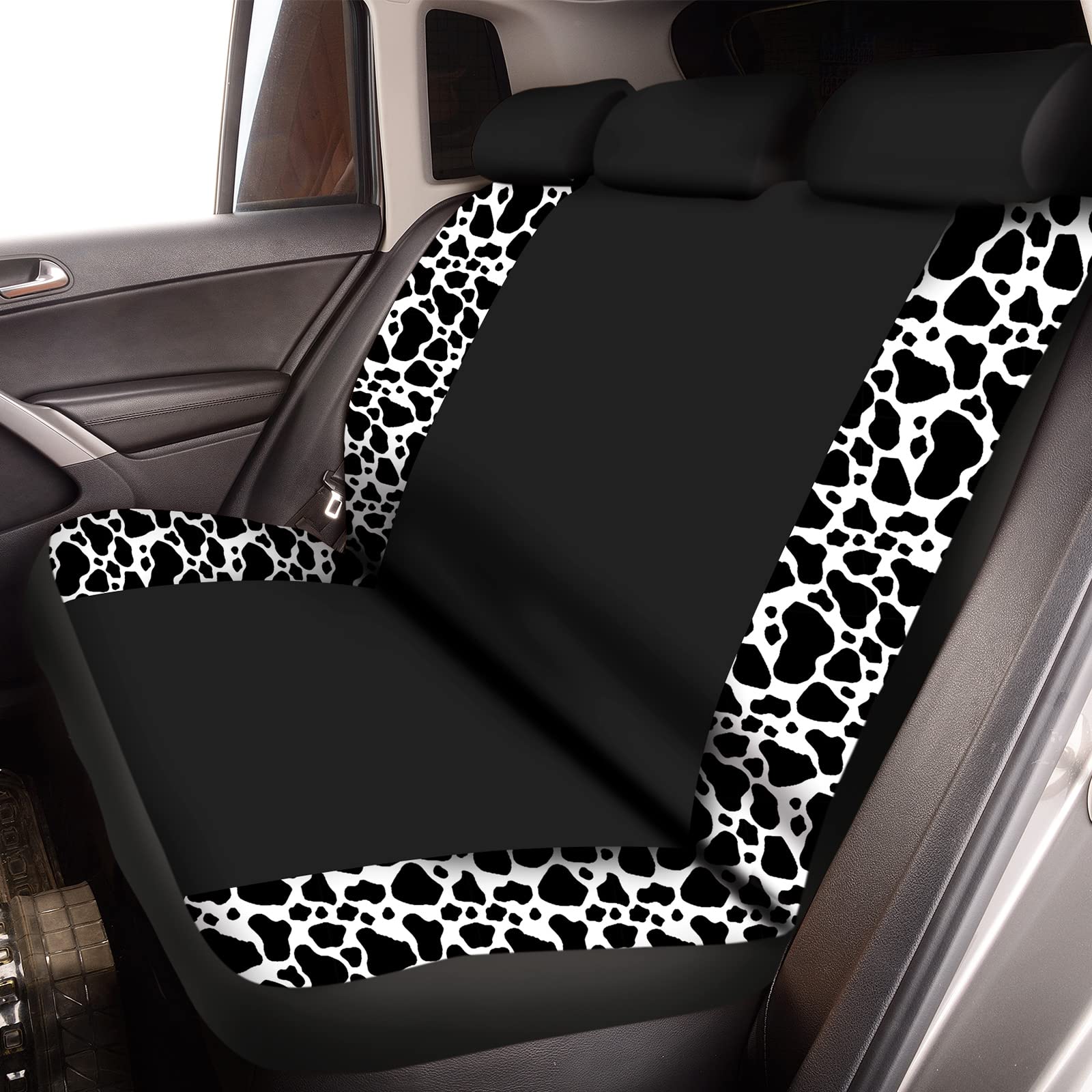 26 Pcs Cow Print Car Accessories Cow Print Seat Covers Set Steering Wheel Cup