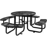 46" Round Picnic Table, Expanded Metal, Black Thermoplastic Coating