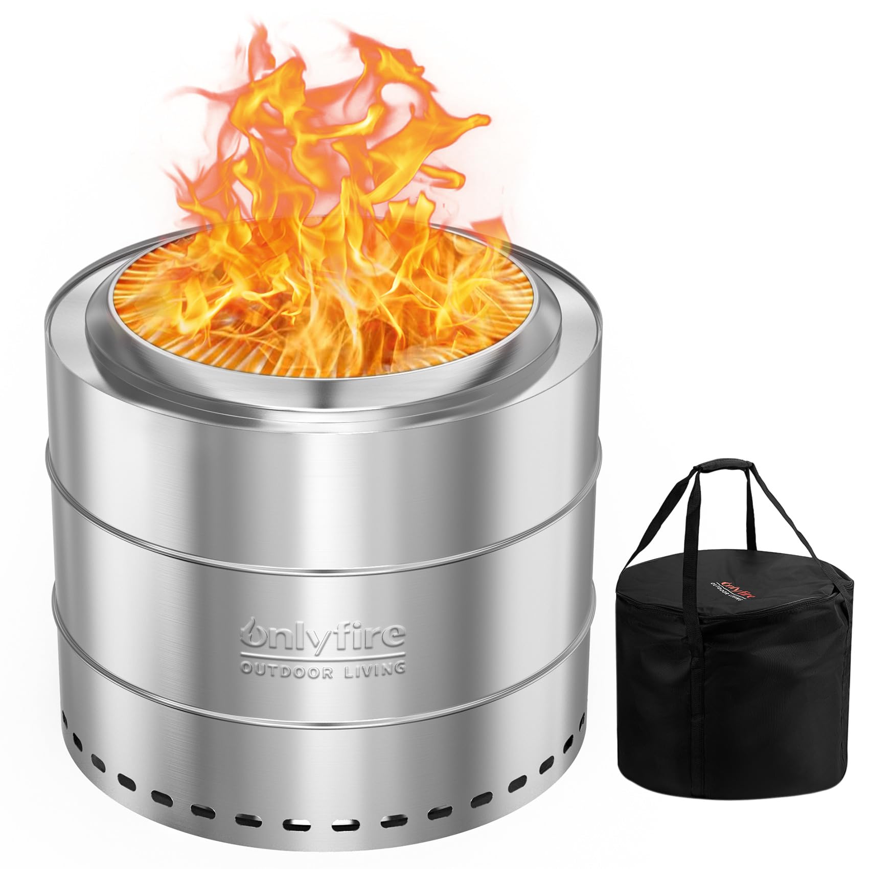 Onlyfire Smokeless Fire Pit with Carrying Bag, 20” Portable Outdoor Fire Pit