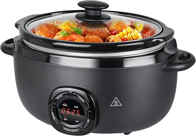7 Quart Slow Cooker, Electric Slow Cooker Oval with Nonstick Removable Inner Ceramic Pot