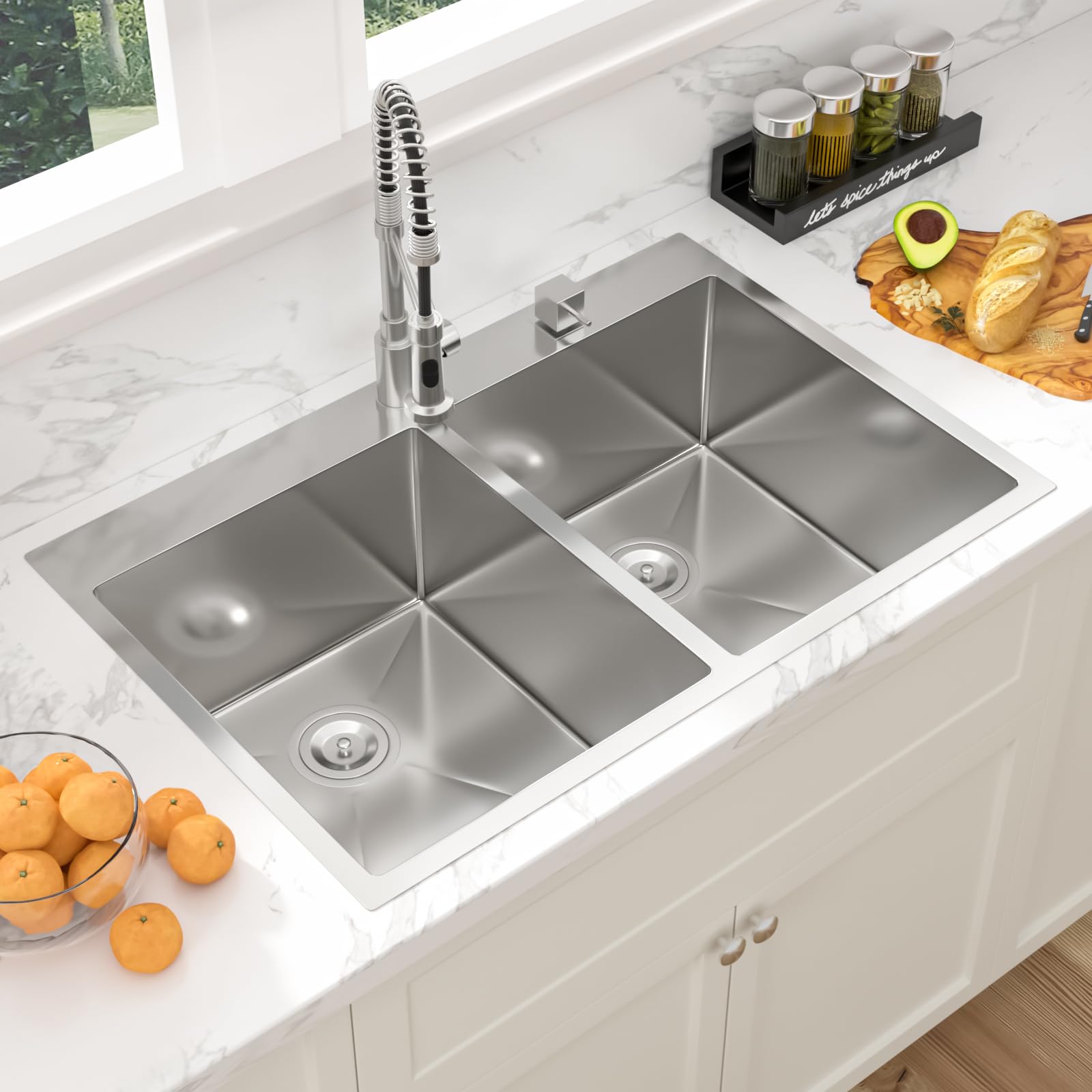 33 Inch Drop In Kitchen Sink Double Bowl - 33 x 22 Drop Sink Stainless