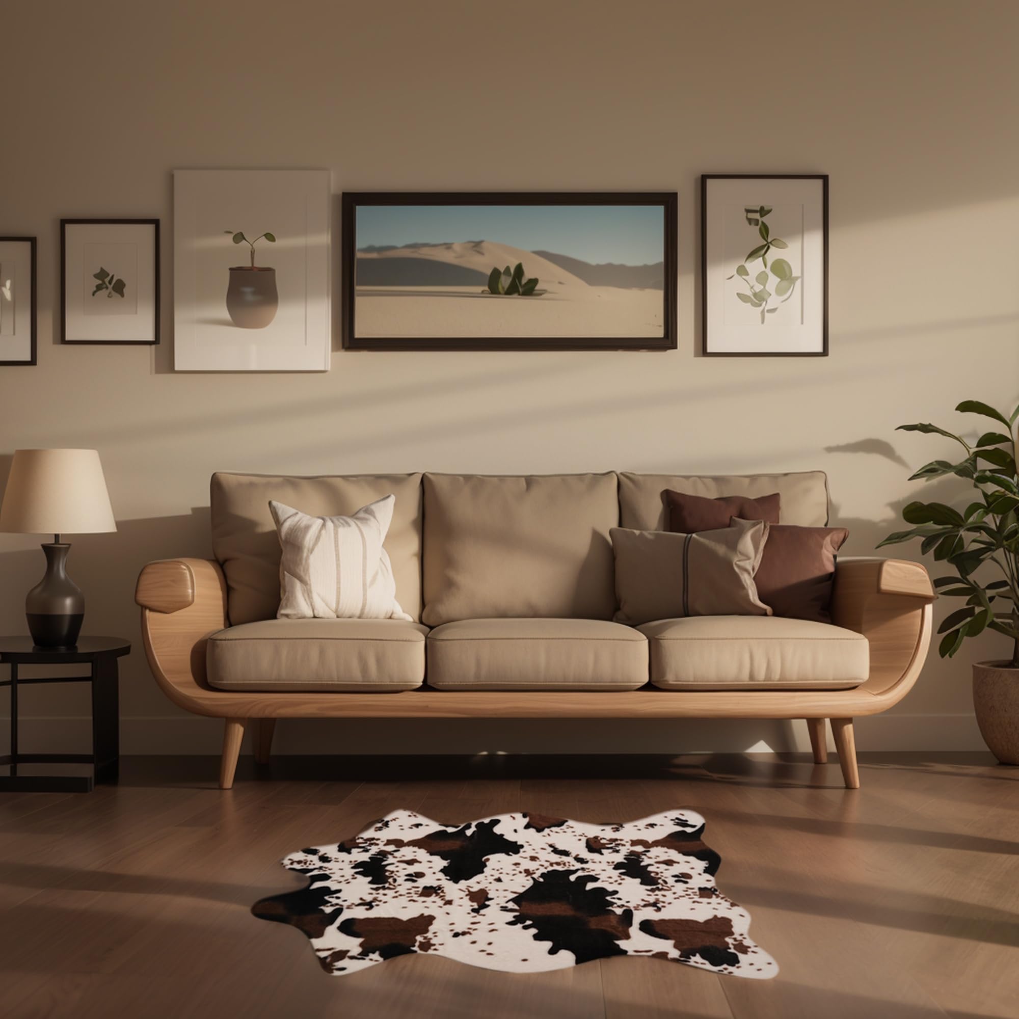 Cow Print Rug - Faux Cowhide Rugs Western Faux Fur Area Rugs for Living Room