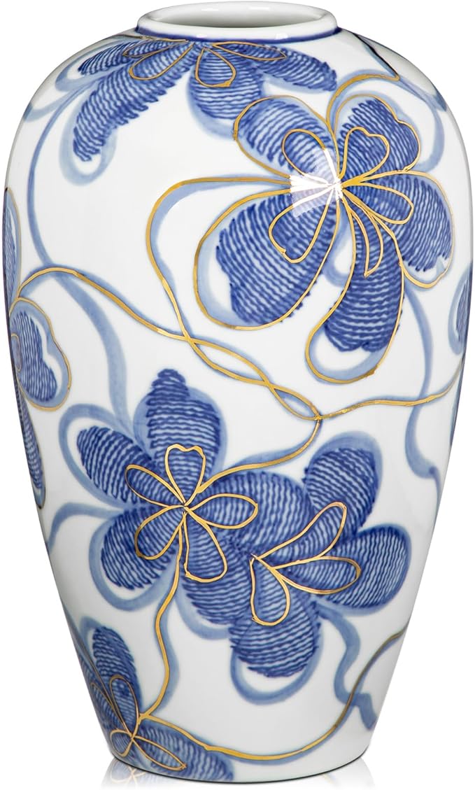 Blue and White Ceramic Vase for Home Decor – Hand-Painted Porcelain Flower Vase