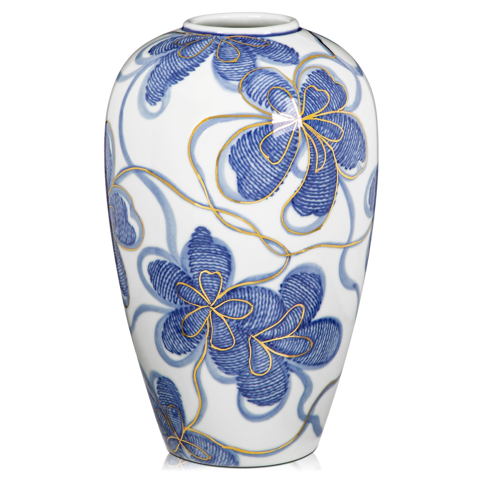 Blue and White Ceramic Vase for Home Decor – Hand-Painted Porcelain Flower Vase