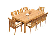Grade-A Teak Wood Dining Set: 122" Caranas Double Extension Rectangle Table