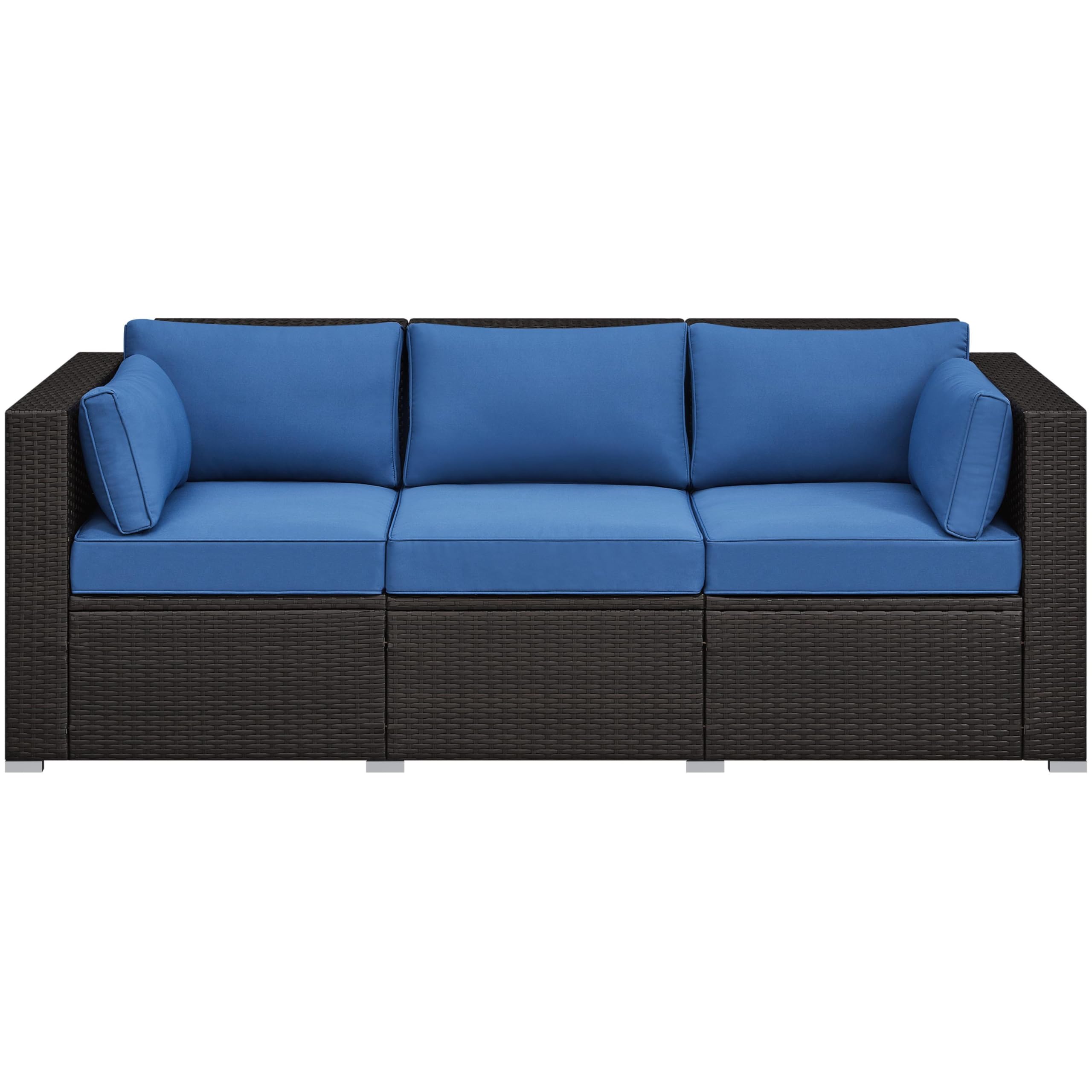 3-Seat Patio Wicker Sofa, Outdoor Rattan Couch