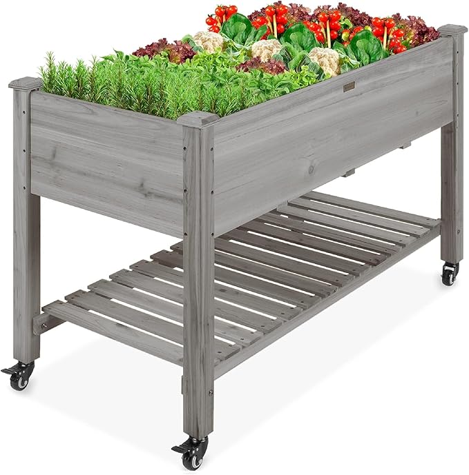 Raised Garden Bed with Legs, Naturally Rot-Resistant Elevated Wood Planter Box Stand