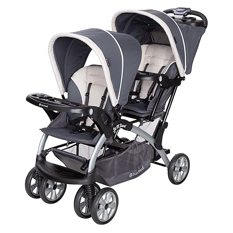 Infant and Toddler Stroller w/ Harness and Basket, Sit N' Stand, Khaki