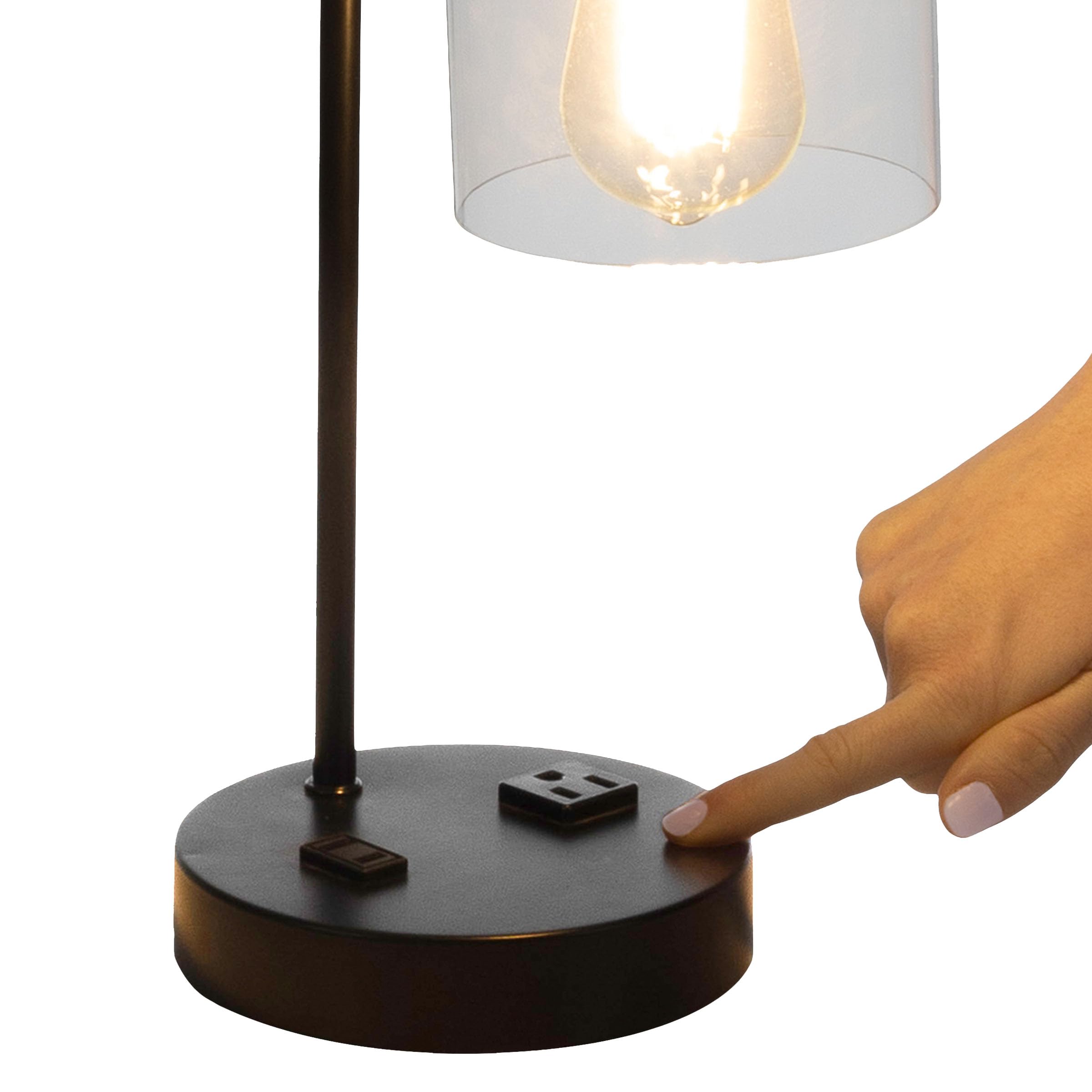2 Table Lamps - Industrial Lamps with USB Ports, Touch Control, and Edison Bulb