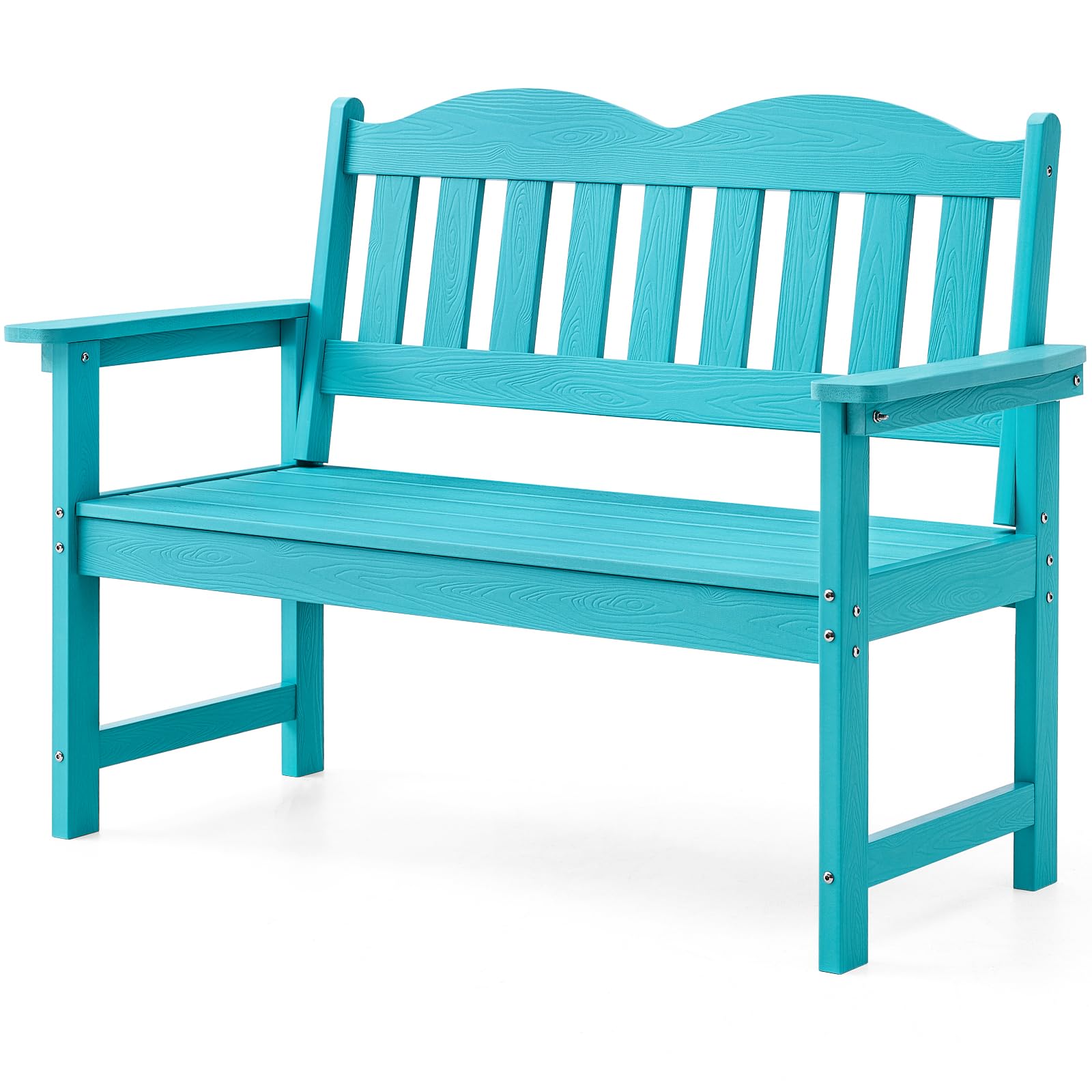 Outdoor Bench, 2-Person Poly Lumber Garden Bench with 800 lbs Weight Capacity